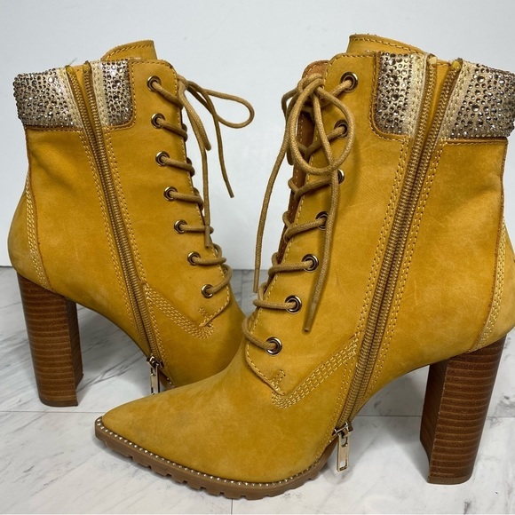 New! Steve Madden Karmen Lace Up Pointed Toe Heeled Bootie 7 1/2 M - Picture 6 of 14